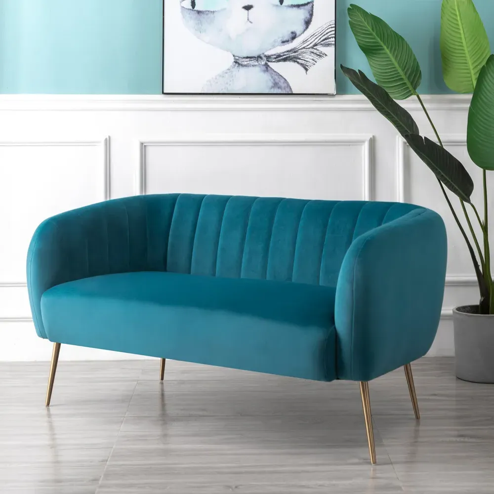 Matilda 2-Seater Sofa - Teal, Velvet