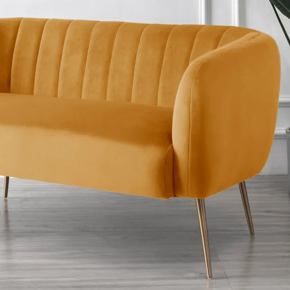 Matilda 2-Seater Sofa - Yellow, Velvet