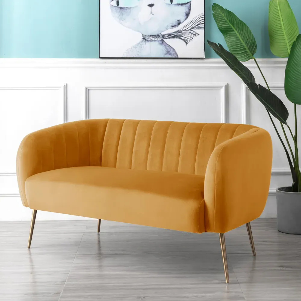 Matilda 2-Seater Sofa - Yellow, Velvet