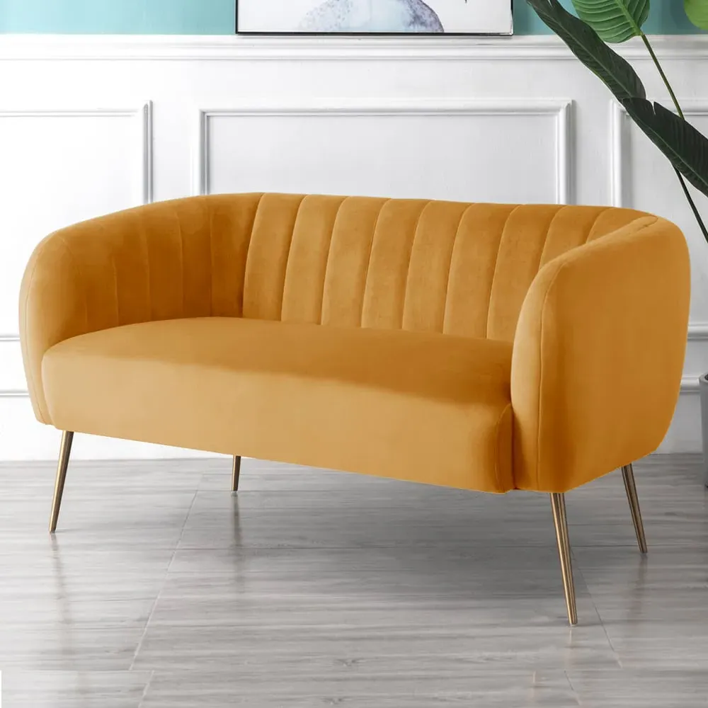 Matilda 2-Seater Sofa - Yellow, Velvet