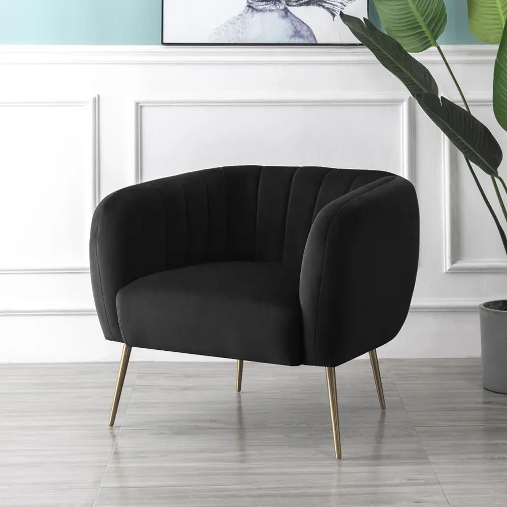 Matilda Accent Chair - Black, Velvet