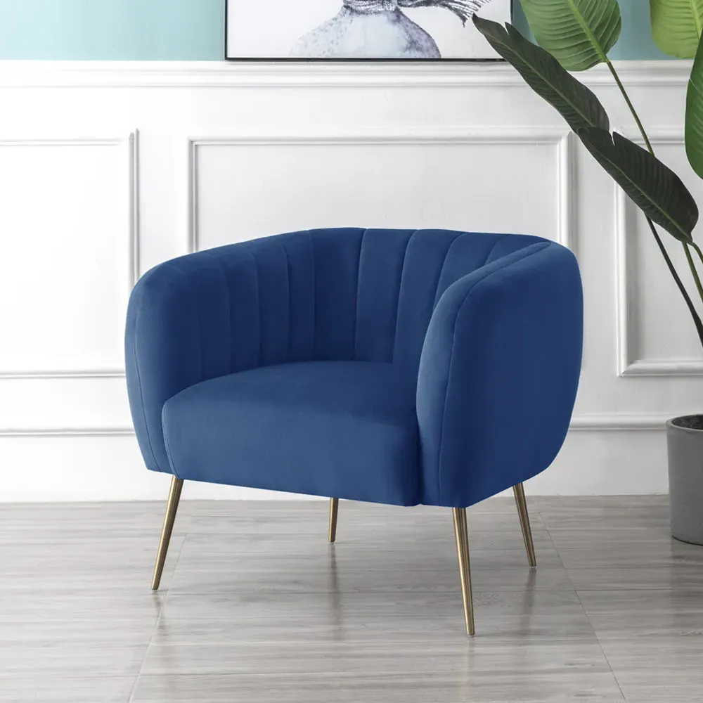 Matilda Accent Chair - Blue, Velvet