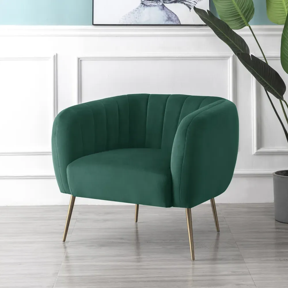 Matilda Accent Chair - Green, Velvet