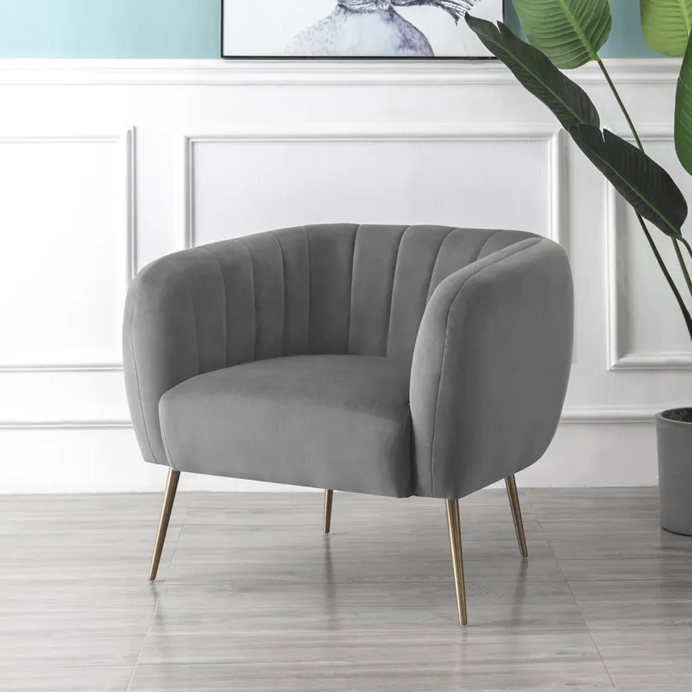Matilda Accent Chair - Grey, Velvet
