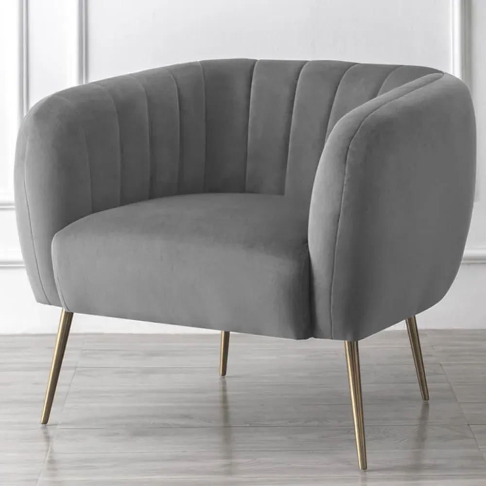 Matilda Accent Chair - Grey, Velvet