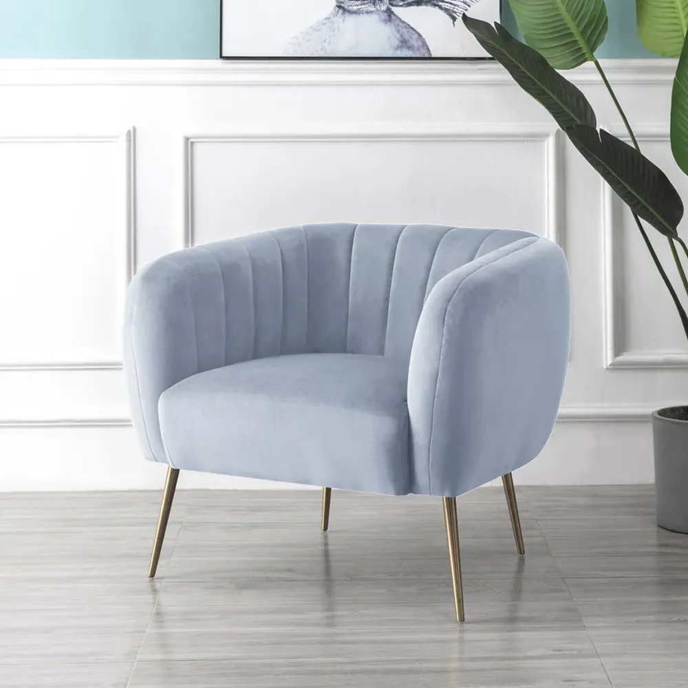 Matilda Accent Chair - Light Blue, Velvet