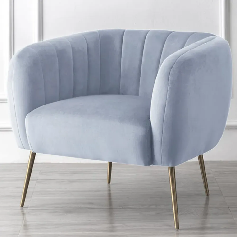 Matilda Accent Chair - Light Blue, Velvet