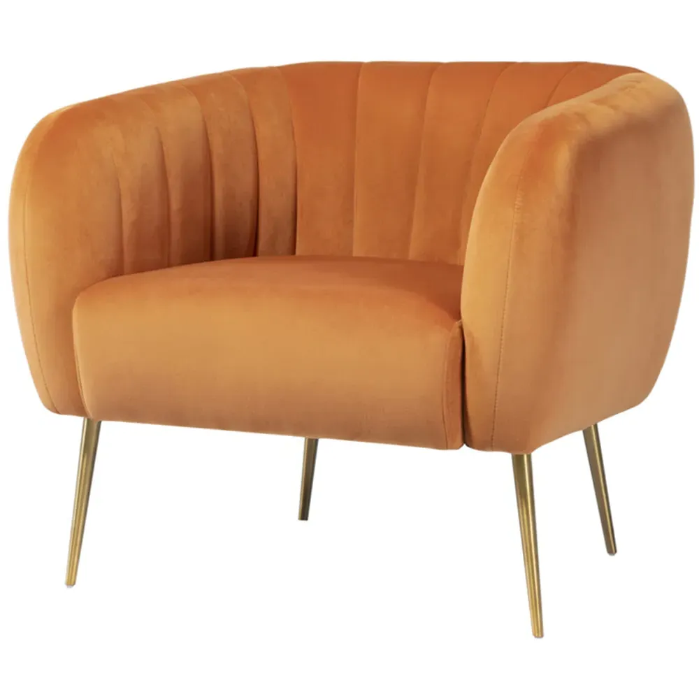 Matilda Accent Chair - Orange, Velvet