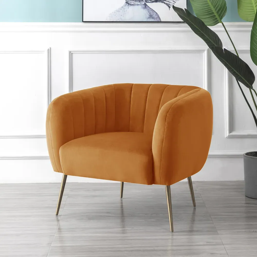 Matilda Accent Chair - Orange, Velvet