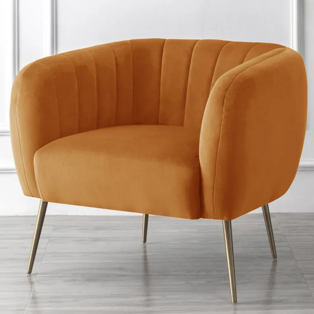 Matilda Accent Chair - Orange, Velvet
