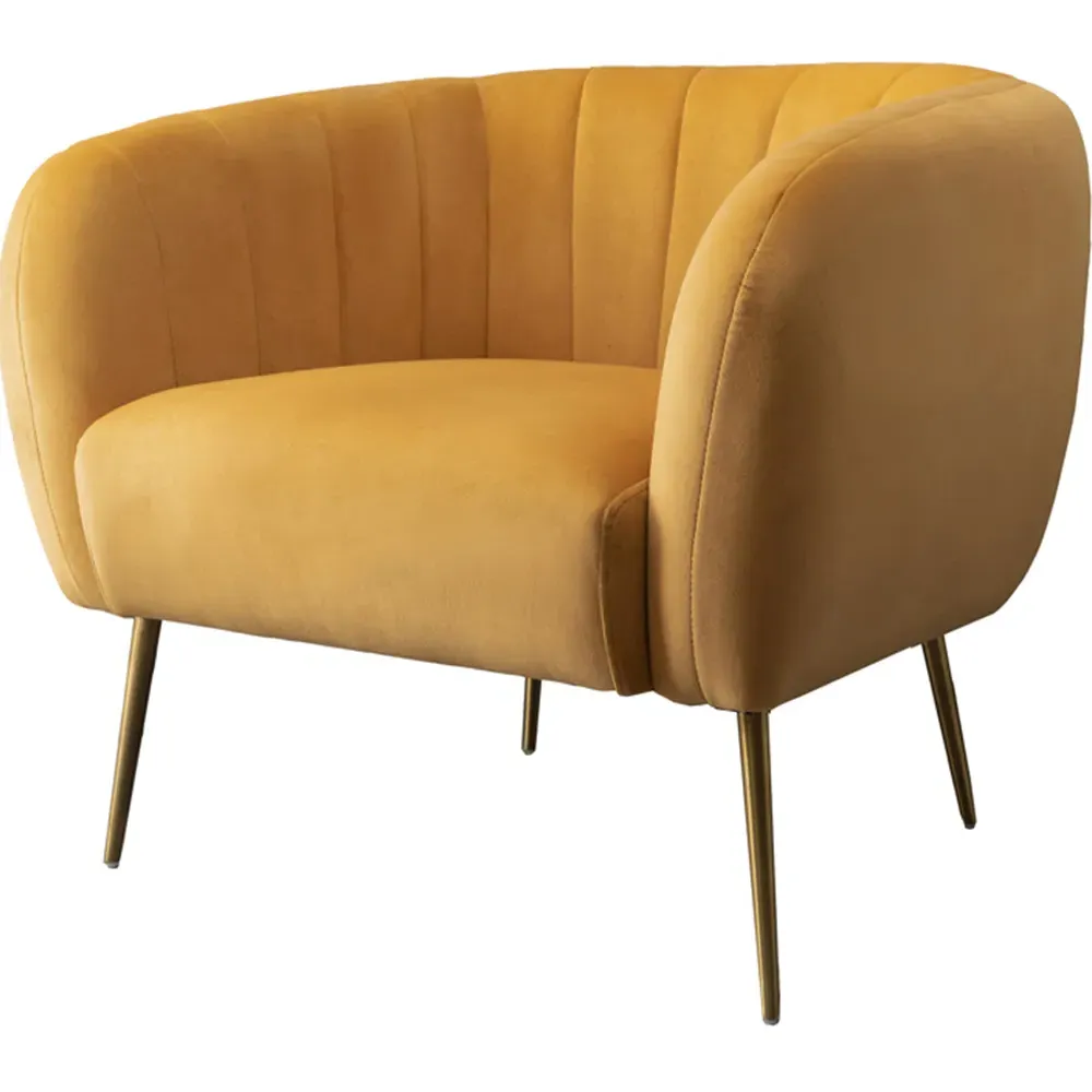 Matilda Accent Chair - Yellow, Velvet