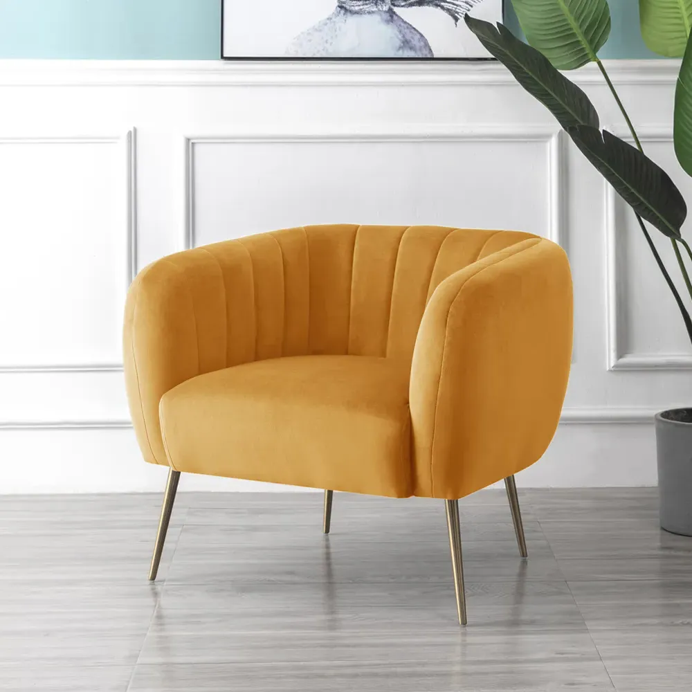 Matilda Accent Chair - Yellow, Velvet