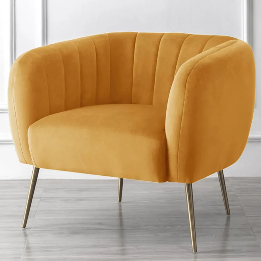 Matilda Accent Chair - Yellow, Velvet