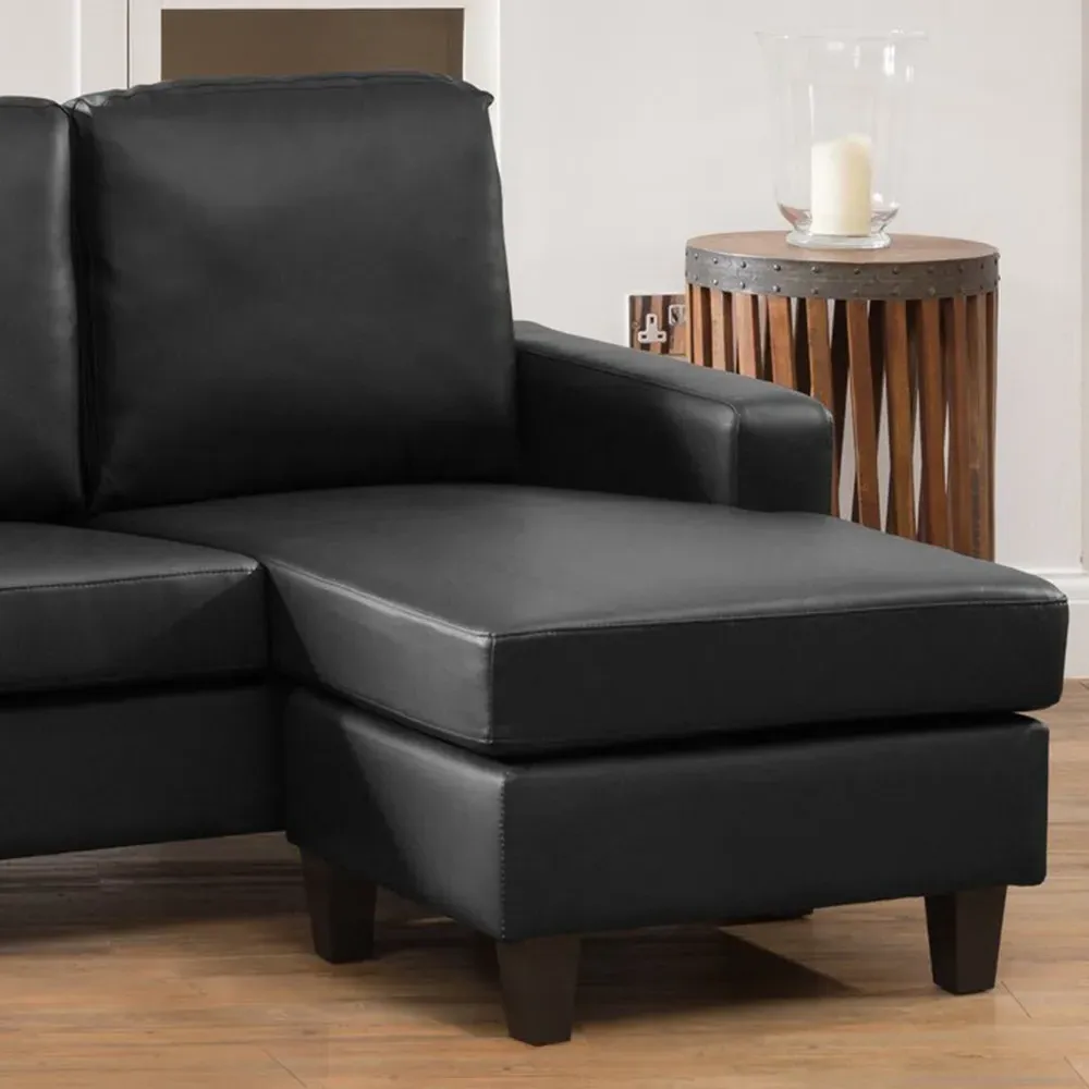 Modena 3-Seater Reversible Corner Sofa - Black, Bonded Leather