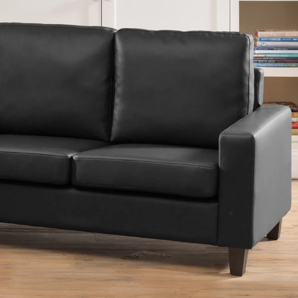Modena 3-Seater Reversible Corner Sofa - Black, Bonded Leather