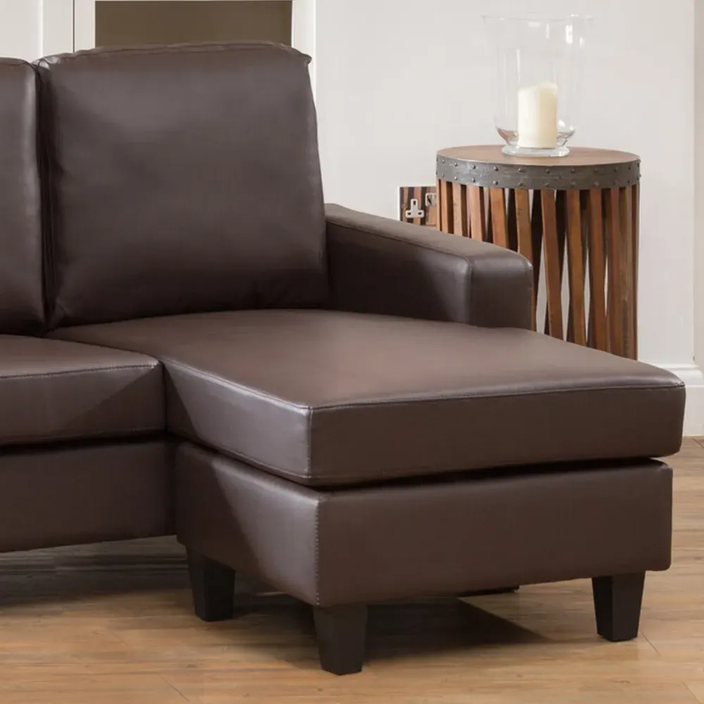 Modena 3-Seater Reversible Corner Sofa - Brown, Bonded Leather