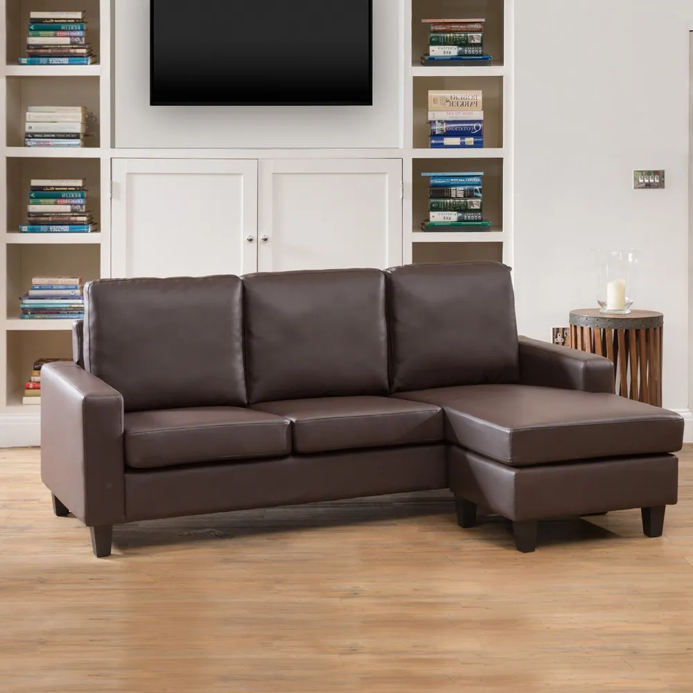 Modena 3-Seater Reversible Corner Sofa - Brown, Bonded Leather
