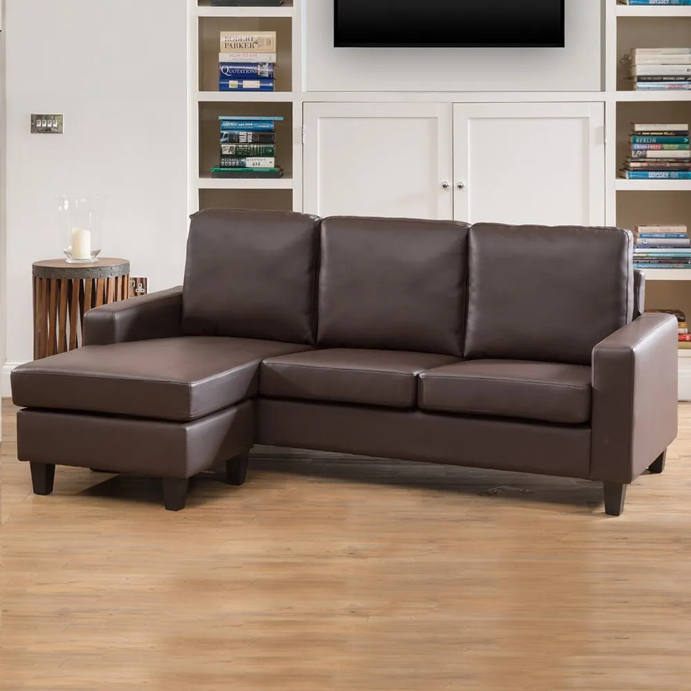 Modena 3-Seater Reversible Corner Sofa - Brown, Bonded Leather