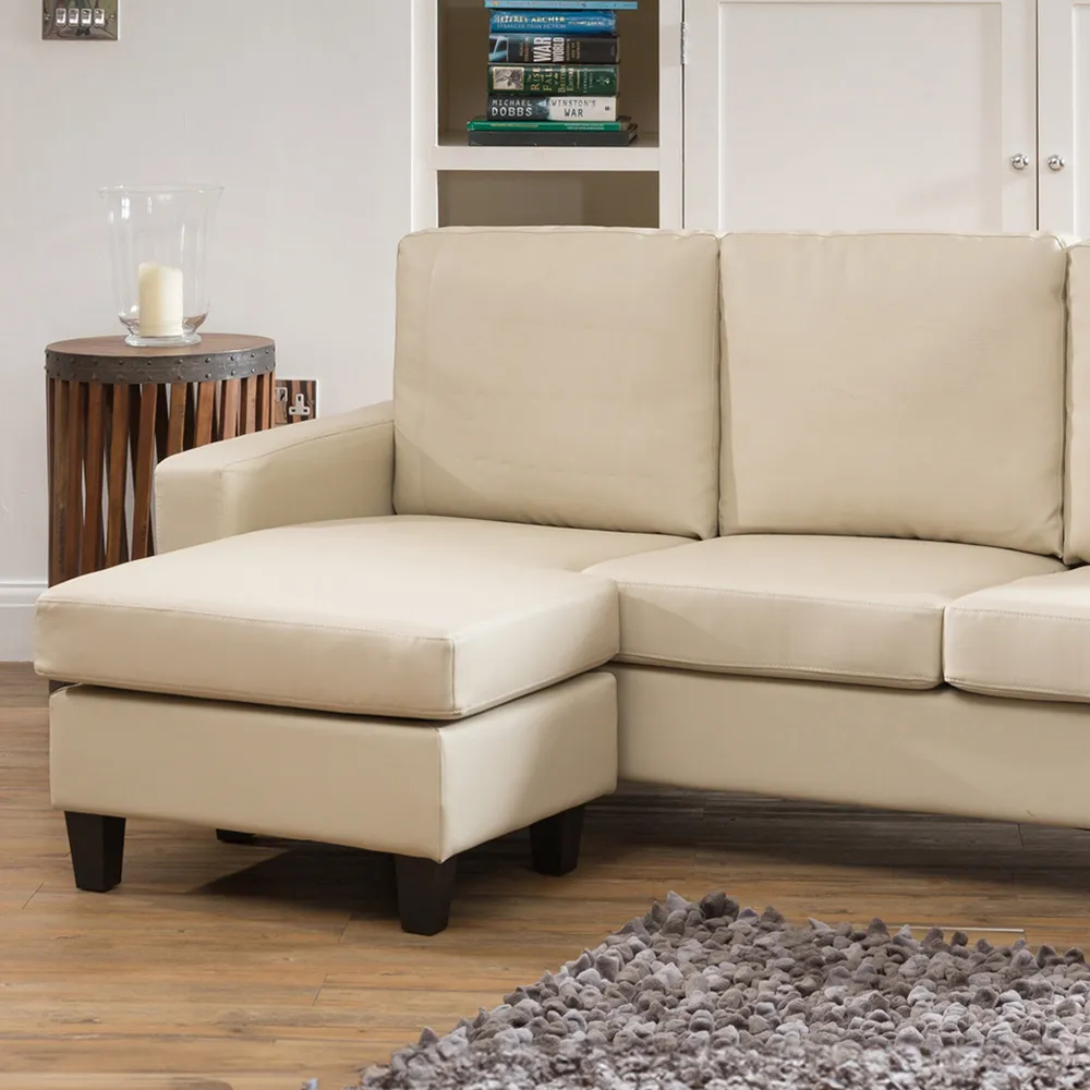 Modena 3-Seater Reversible Corner Sofa - Cream, Bonded Leather