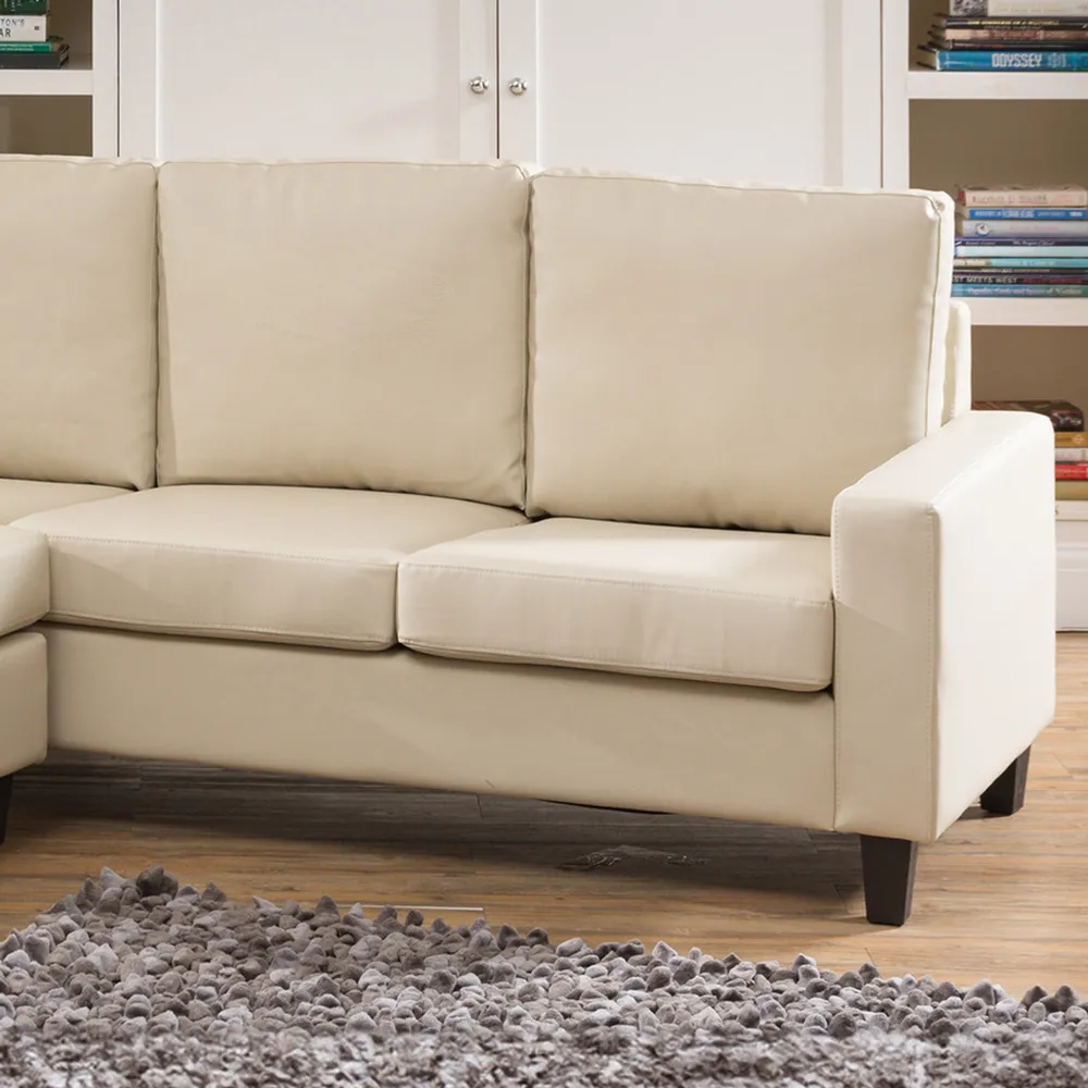 Modena 3-Seater Reversible Corner Sofa - Cream, Bonded Leather
