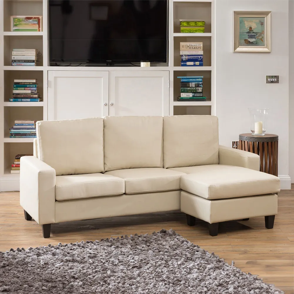 Modena 3-Seater Reversible Corner Sofa - Cream, Bonded Leather