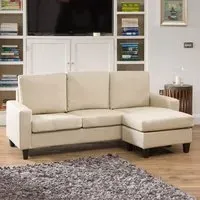 Modena 3-Seater Reversible Corner Sofa - Cream, Bonded Leather