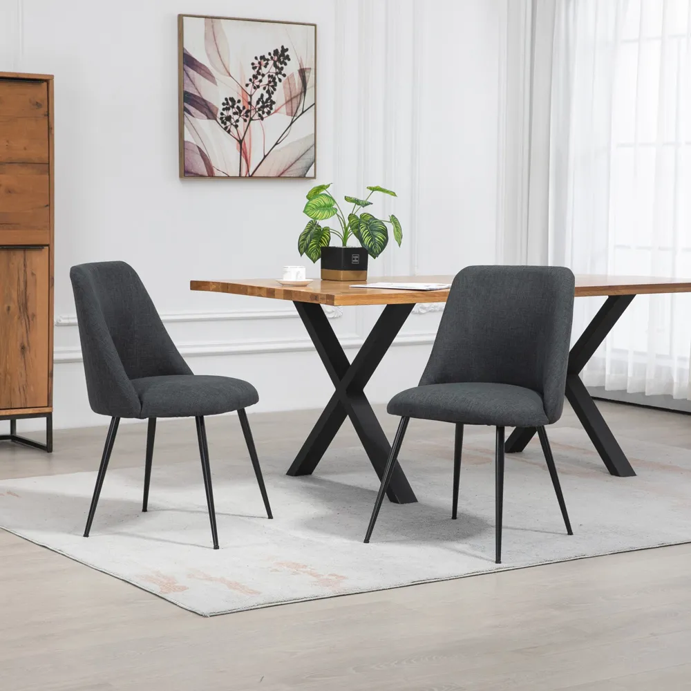 Morandi Set of 2 Dining Chairs - Black, Fabric