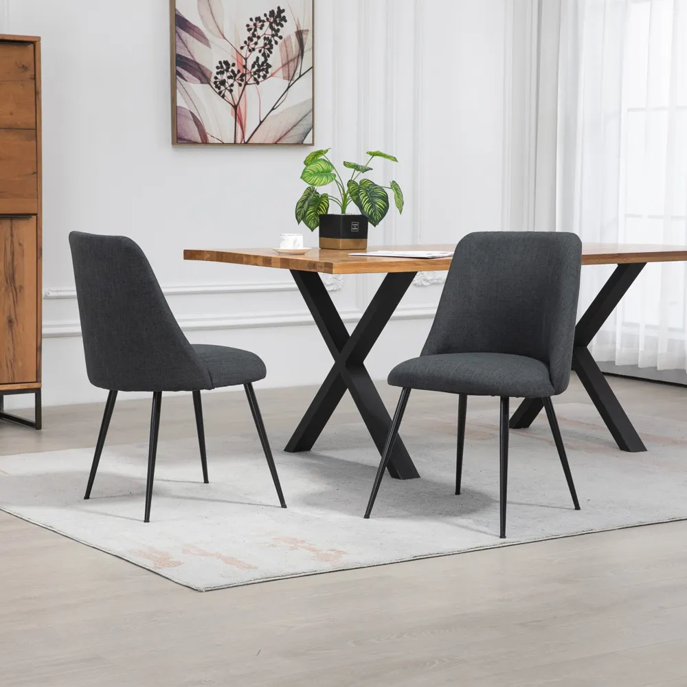 Morandi Set of 2 Dining Chairs - Black, Fabric