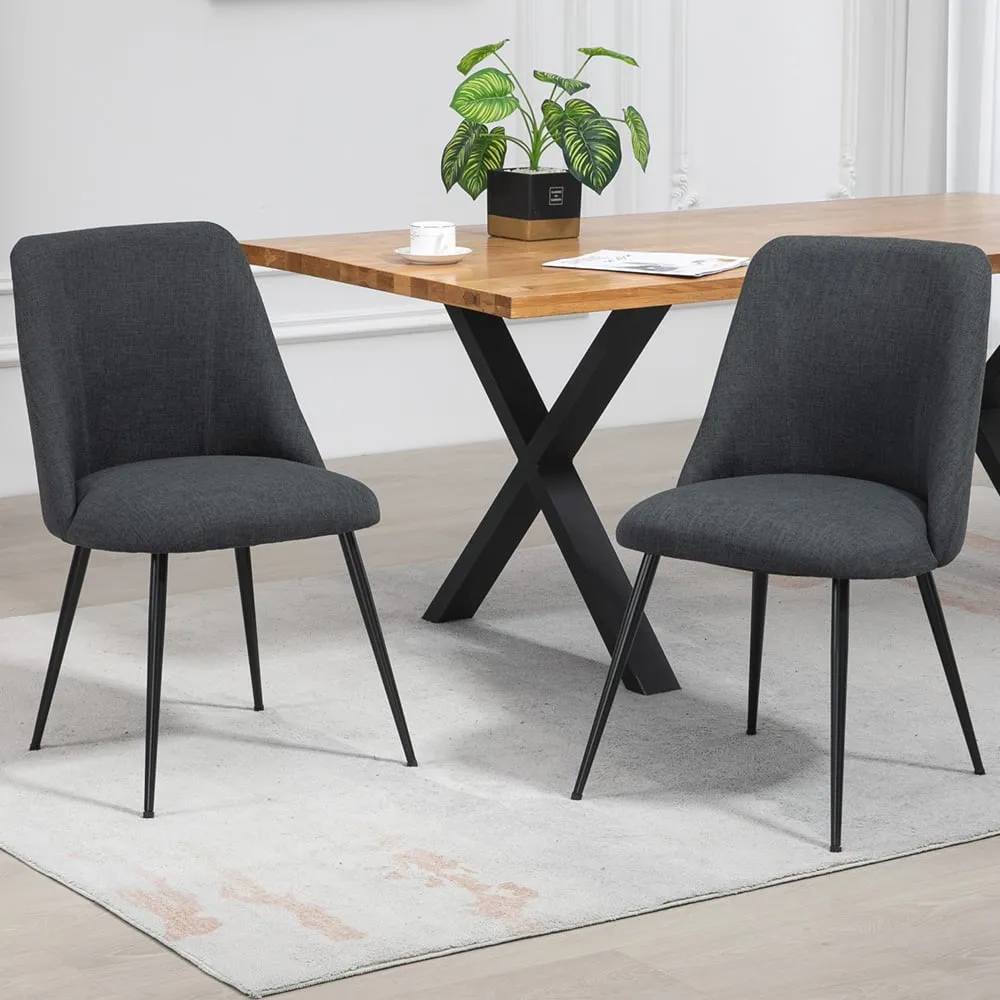 Morandi Set of 2 Dining Chairs - Black, Fabric image