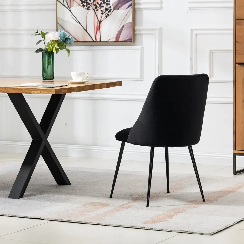 Morandi Set of 2 Dining Chairs - Black, Velvet