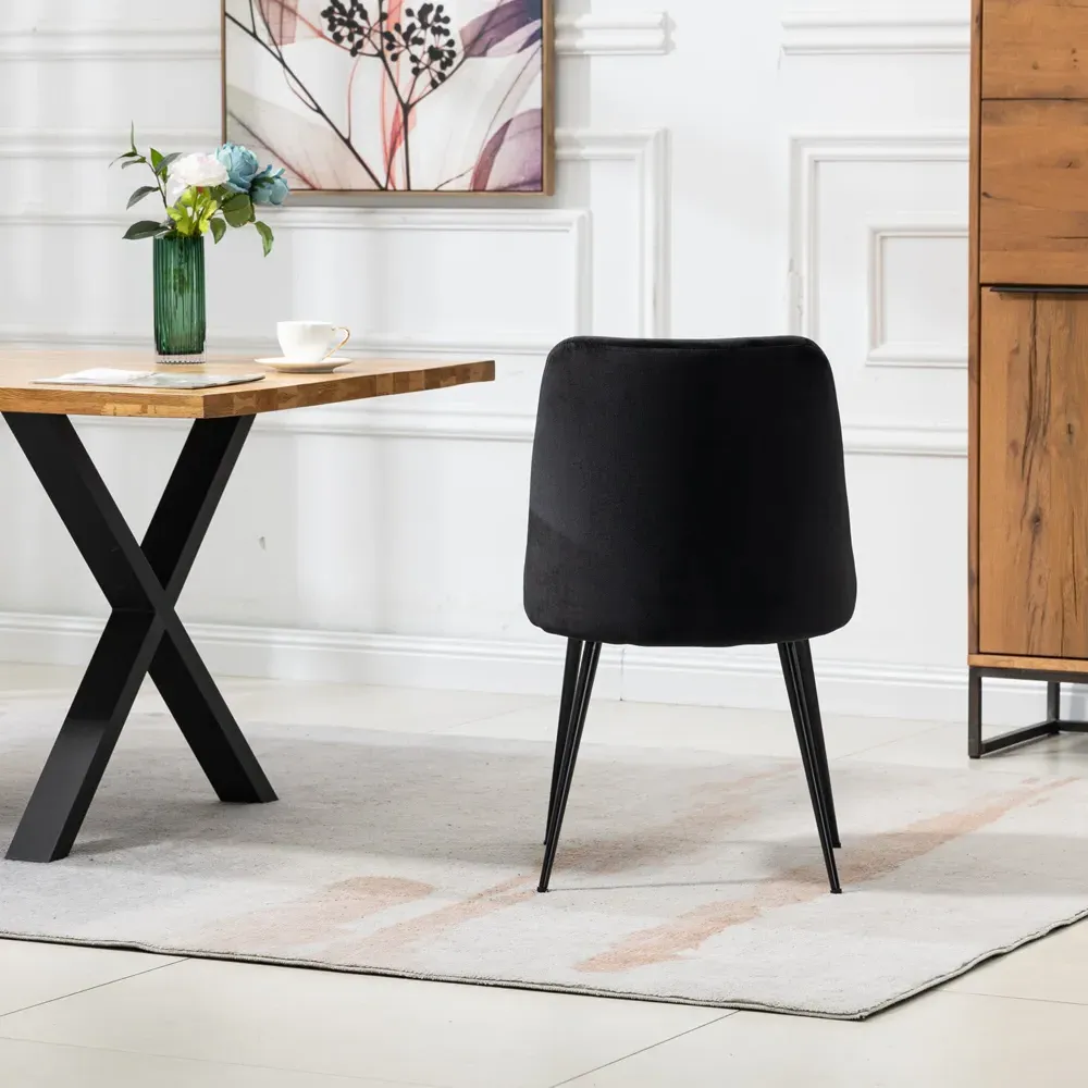 Morandi Set of 2 Dining Chairs - Black, Velvet