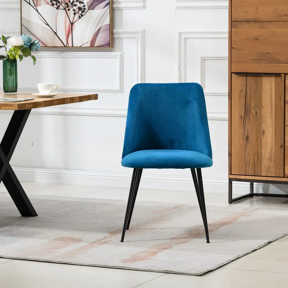 Morandi Set of 2 Dining Chairs - Blue, Velvet