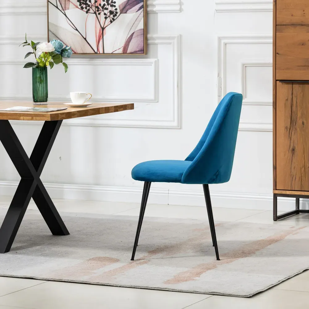 Morandi Set of 2 Dining Chairs - Blue, Velvet