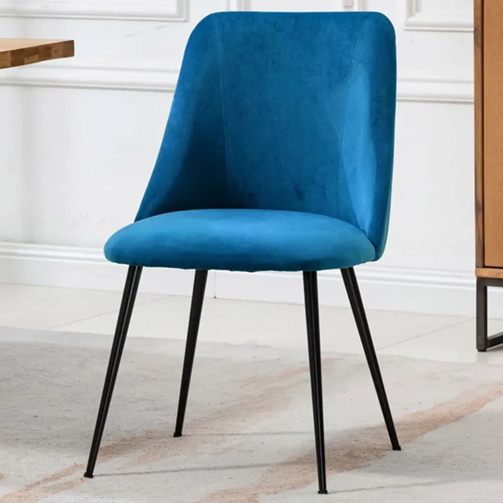 Morandi Set of 2 Dining Chairs - Blue, Velvet