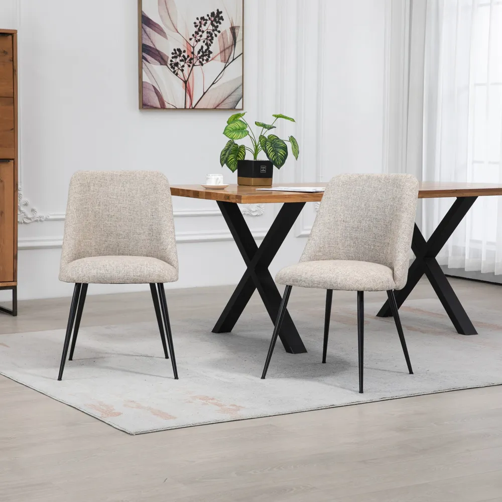 Morandi Set of 2 Dining Chairs - Brown, Fabric