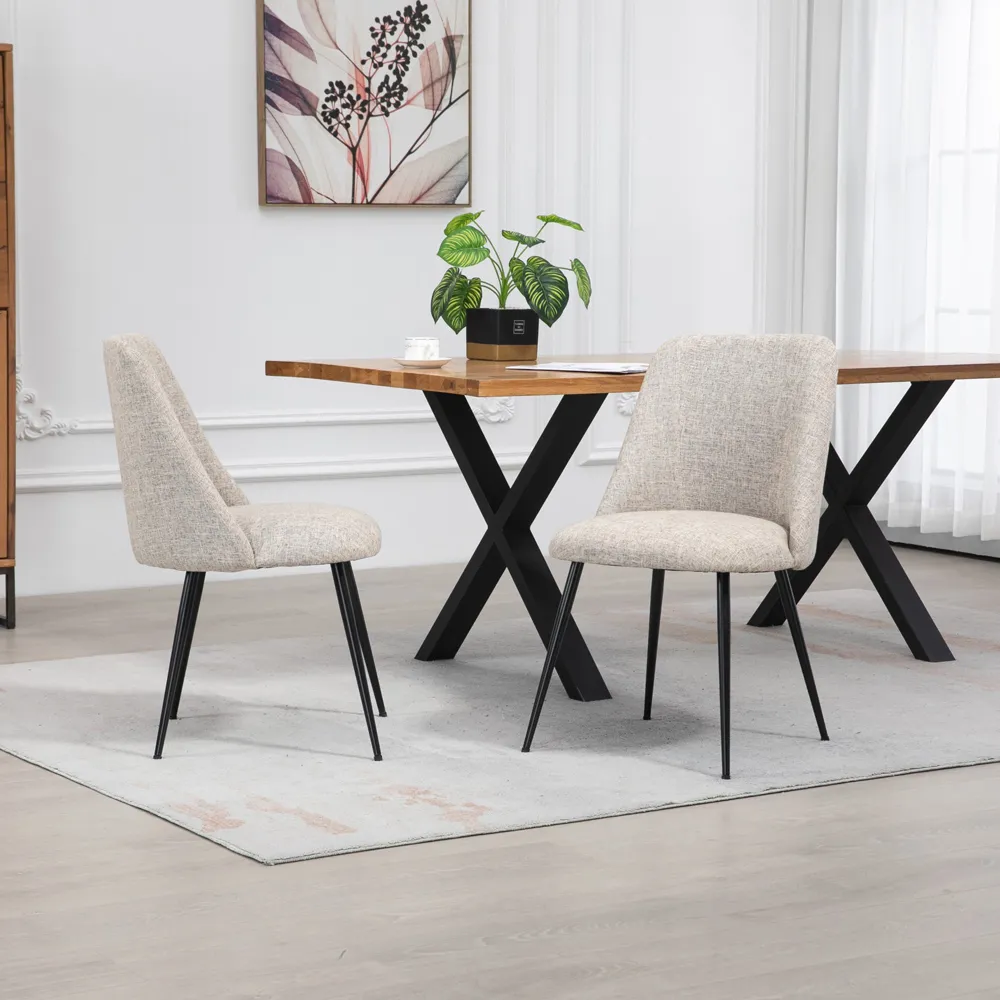 Morandi Set of 2 Dining Chairs - Brown, Fabric