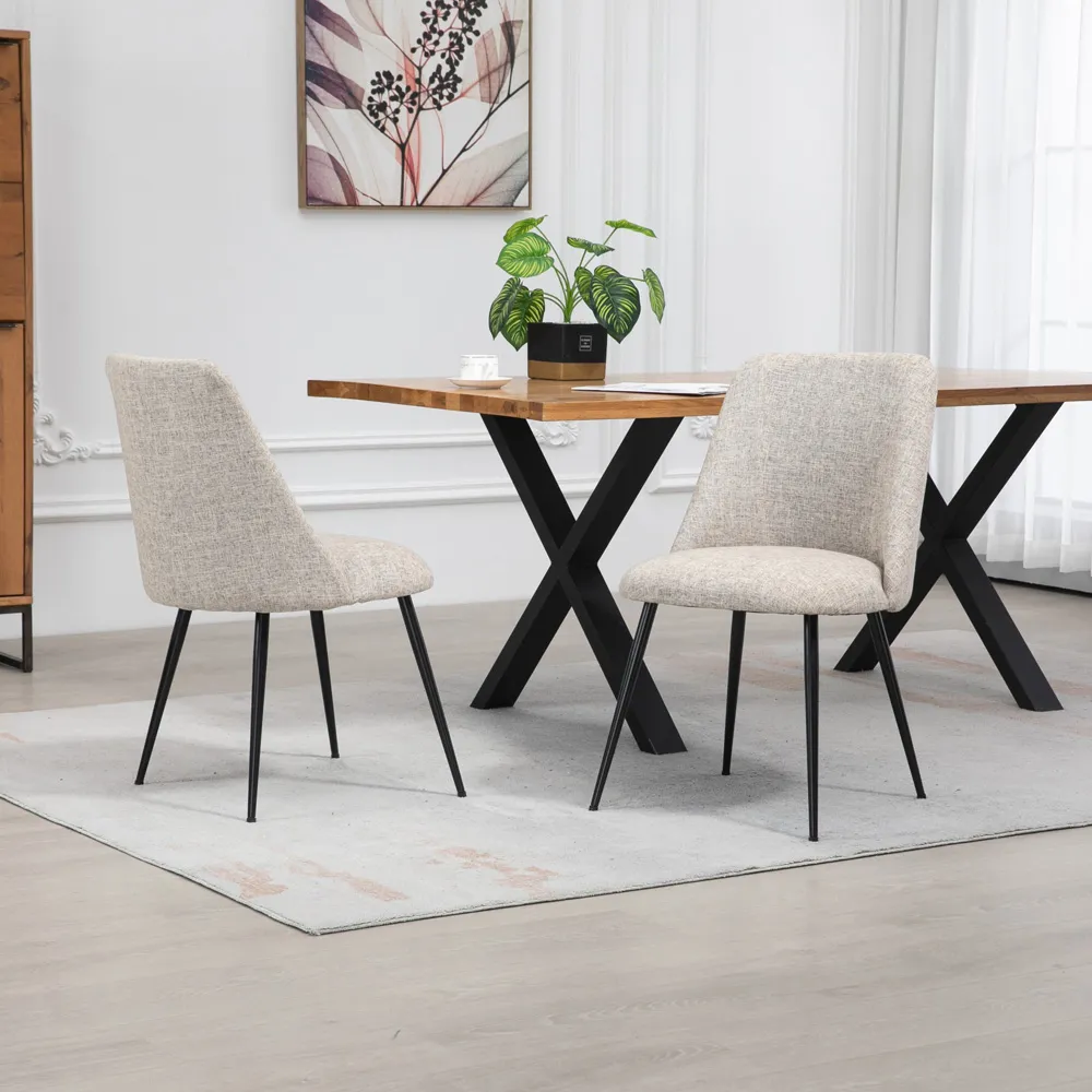 Morandi Set of 2 Dining Chairs - Brown, Fabric