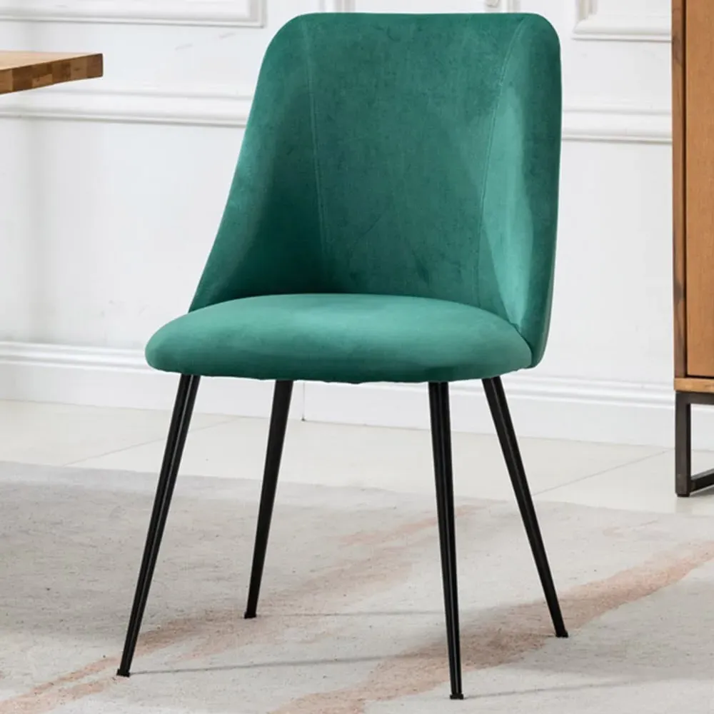 Morandi Set of 2 Dining Chairs - Green, Velvet