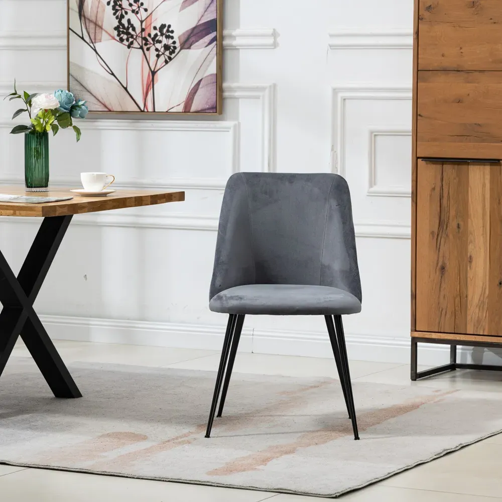 Morandi Set of 2 Dining Chairs - Grey, Velvet