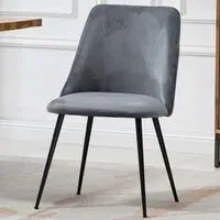 Morandi Set of 2 Dining Chairs - Grey, Velvet