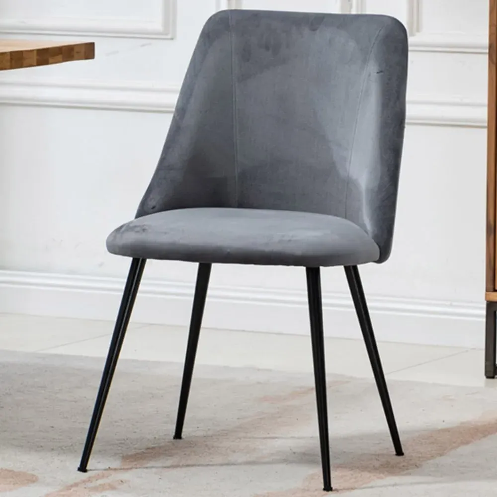 Morandi Set of 2 Dining Chairs - Grey, Velvet