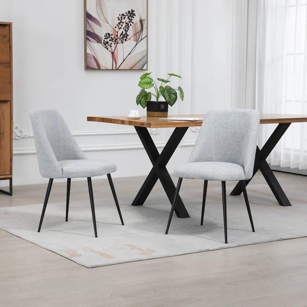 Morandi Set of 2 Dining Chairs - Light Grey, Fabric