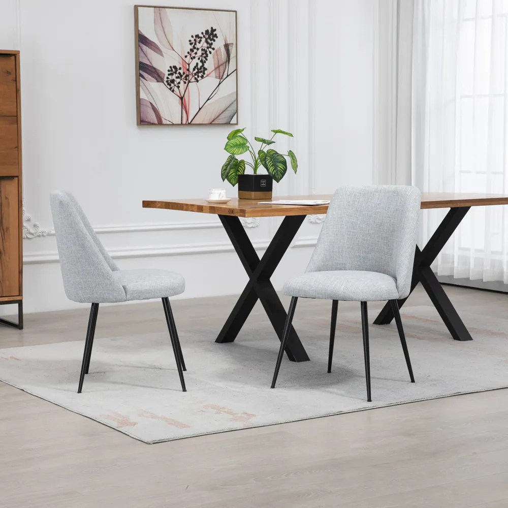 Morandi Set of 2 Dining Chairs - Light Grey, Fabric