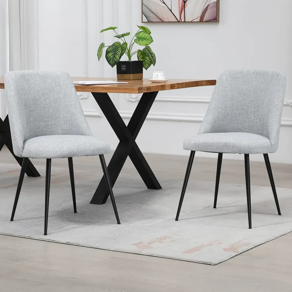 Morandi Set of 2 Dining Chairs - Light Grey, Fabric