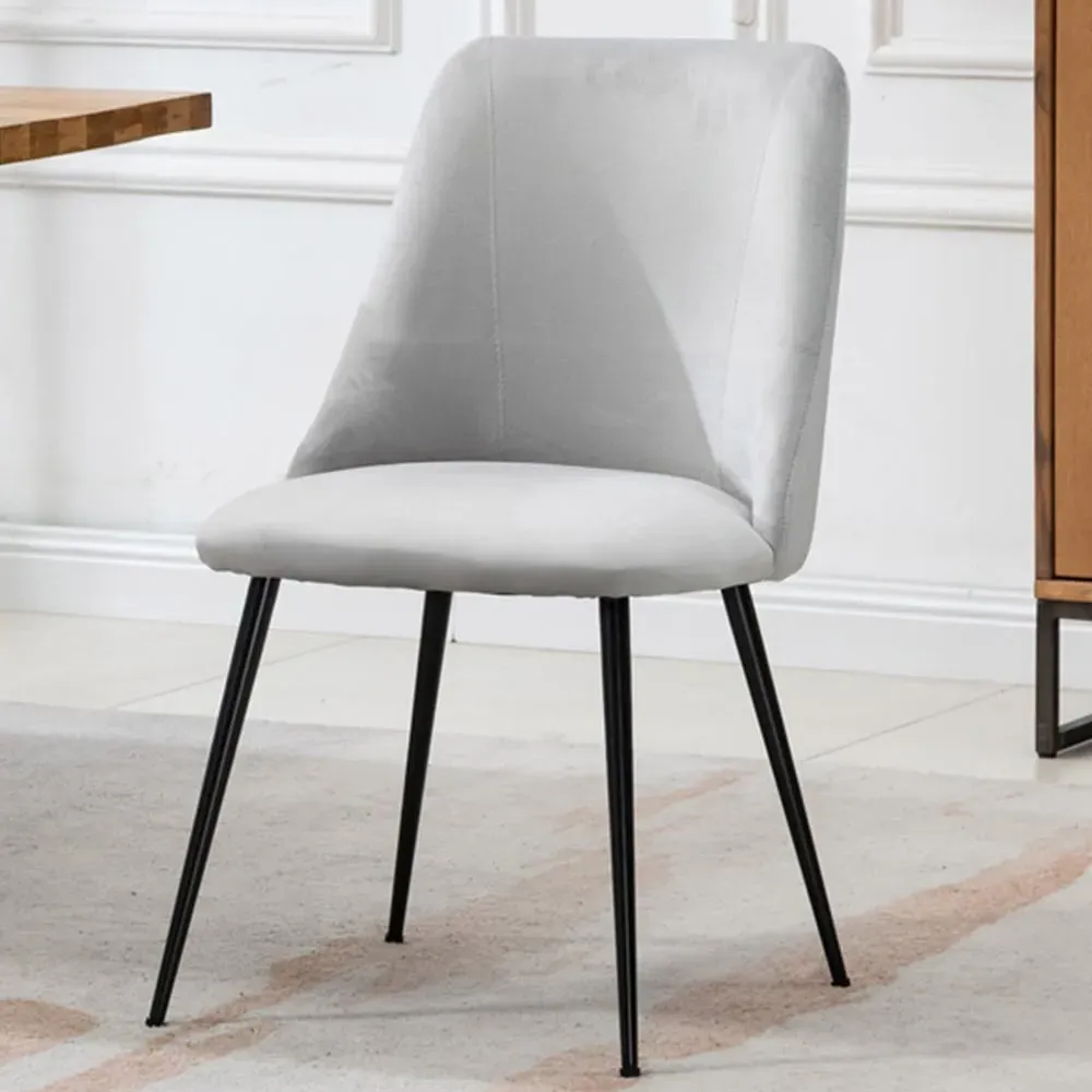 Morandi Set of 2 Dining Chairs - Silver, Velvet