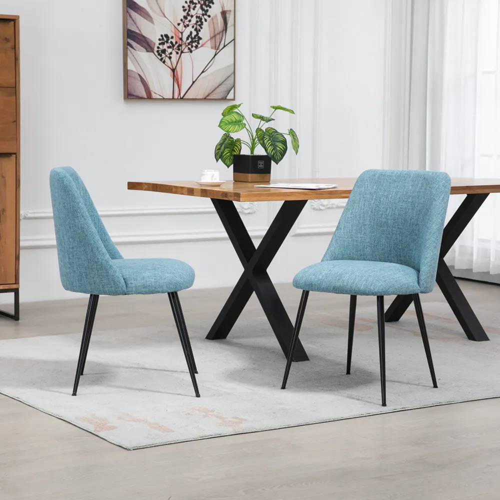 Morandi Set of 2 Dining Chairs - Teal, Fabric