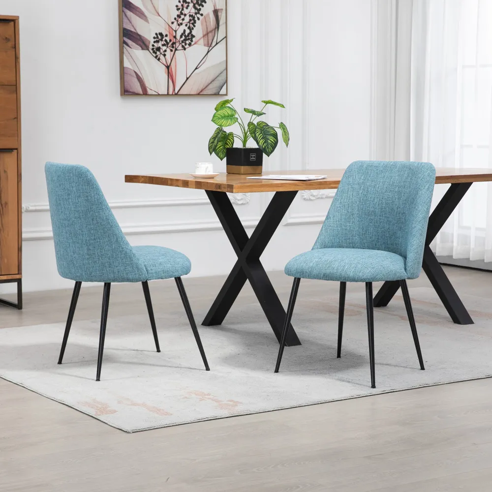 Morandi Set of 2 Dining Chairs - Teal, Fabric