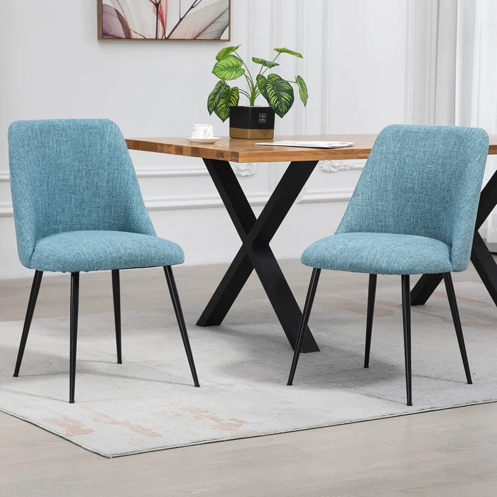 Morandi Set of 2 Dining Chairs - Teal, Fabric