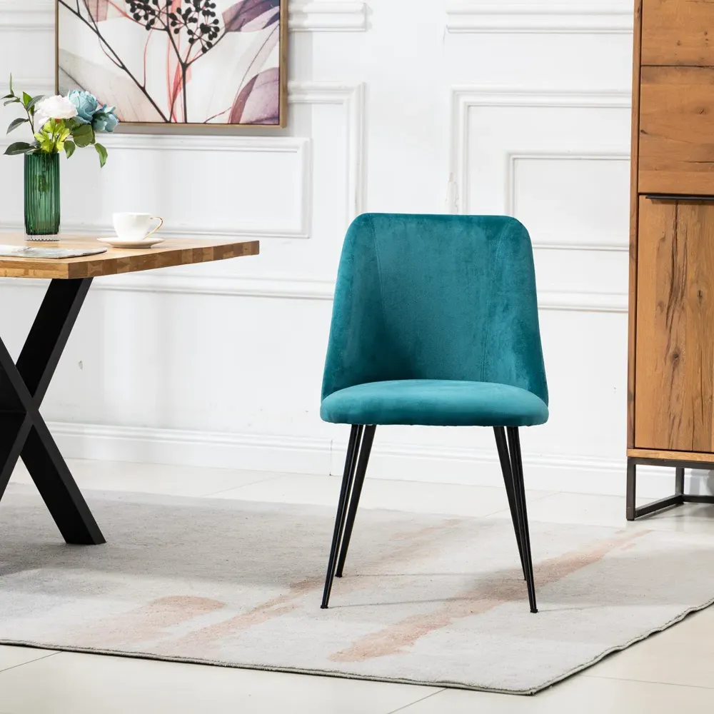 Morandi Set of 2 Dining Chairs - Teal, Velvet