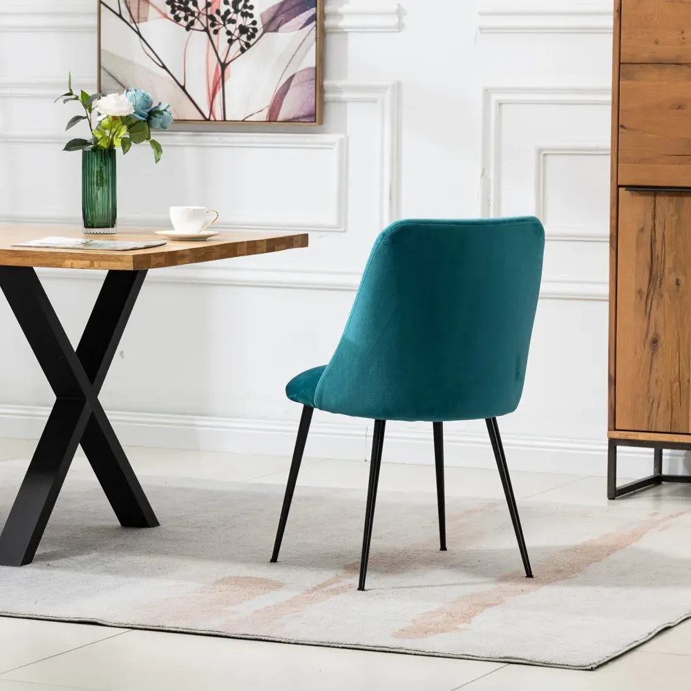 Morandi Set of 2 Dining Chairs - Teal, Velvet
